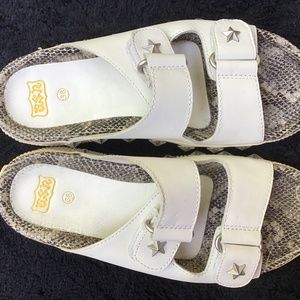 White leather sandals